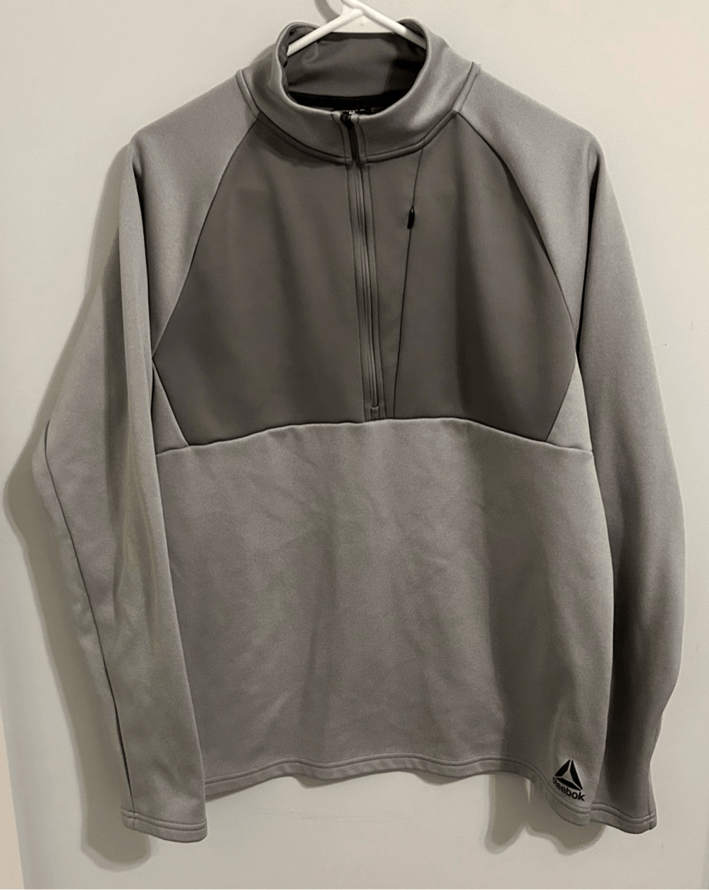 Reebok Mens Large Quarter Zip Jacket Gray Pullover Gray Athletic Sz M